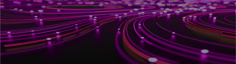 Modern enterprise server room with rows of rack-mounted servers representing Purple Wire's cloud and infrastructure capabilities